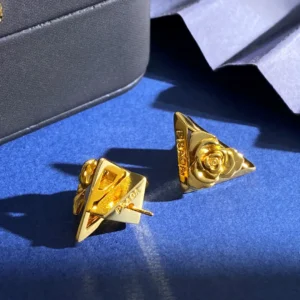 Prada Triangle Rose Stud Earrings