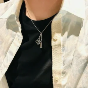 Silver Chain Necklace with Bullet