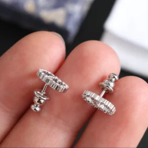 Silver Plated Round Crystal Stud