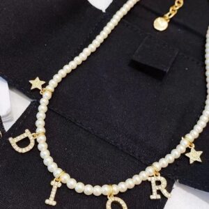 Dior Pearl Letter Charm Necklace - Chic Accessory