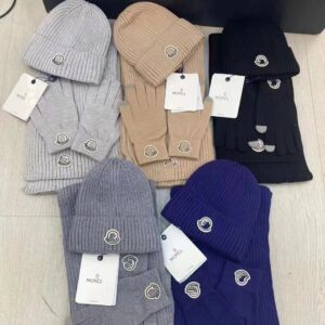 Moncler Ribbed Knit Hat & Gloves Set with 5 Styles