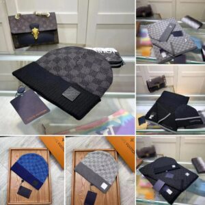 Louis Vuitton Damier Beanie & Scarf Set with 20 Styles